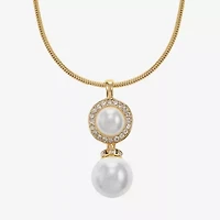 Monet Jewelry Womens Glass Simulated Pearl Round 17 Inch Pendant Necklace
