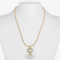 Monet Jewelry Womens Glass Simulated Pearl Round 17 Inch Pendant Necklace