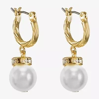 Monet Jewelry Womens Glass Simulated Pearl Round Hypoallergenic Drop Earrings