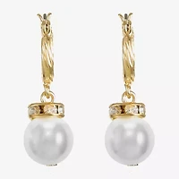 Monet Jewelry Womens Glass Simulated Pearl Round Hypoallergenic Drop Earrings