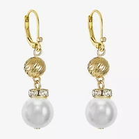 Monet Jewelry Womens Glass Simulated Pearl Round Drop Earrings