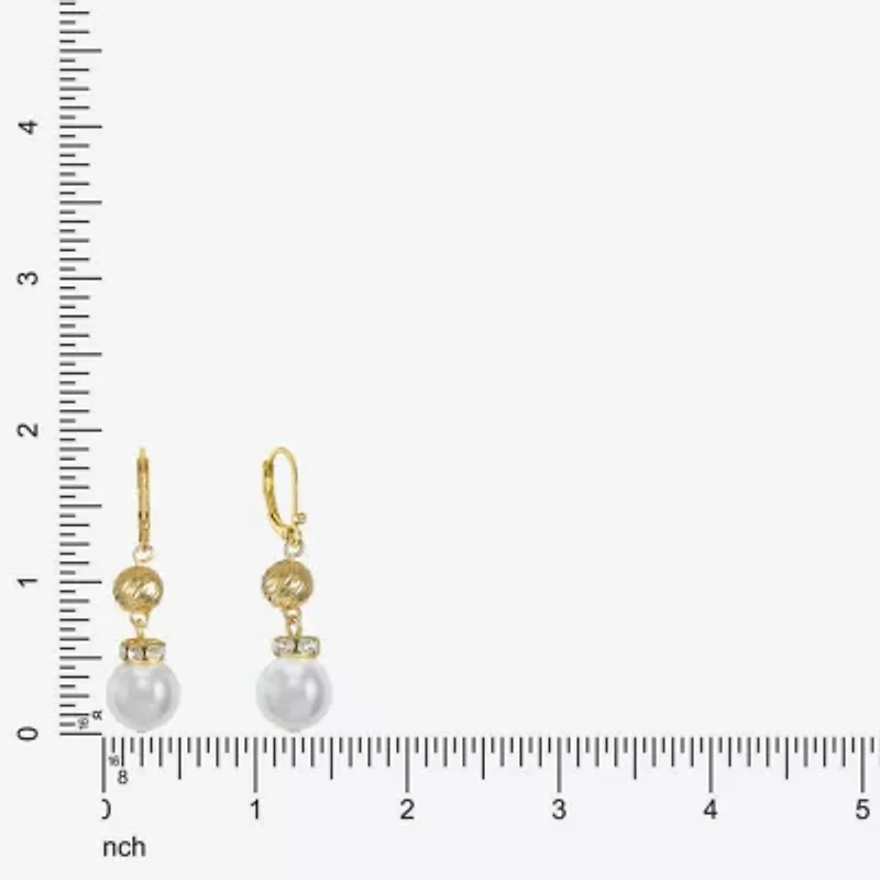 Monet Jewelry Womens Glass Simulated Pearl Round Drop Earrings