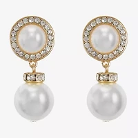 Monet Jewelry Womens Glass Simulated Pearl Round Hypoallergenic Drop Earrings