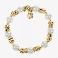 Monet Jewelry Womens Glass Simulated Pearl Round Stretch Bracelet