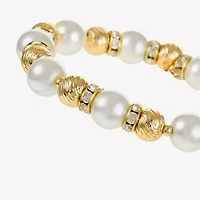Monet Jewelry Womens Glass Simulated Pearl Round Stretch Bracelet