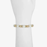 Monet Jewelry Womens Glass Simulated Pearl Round Stretch Bracelet