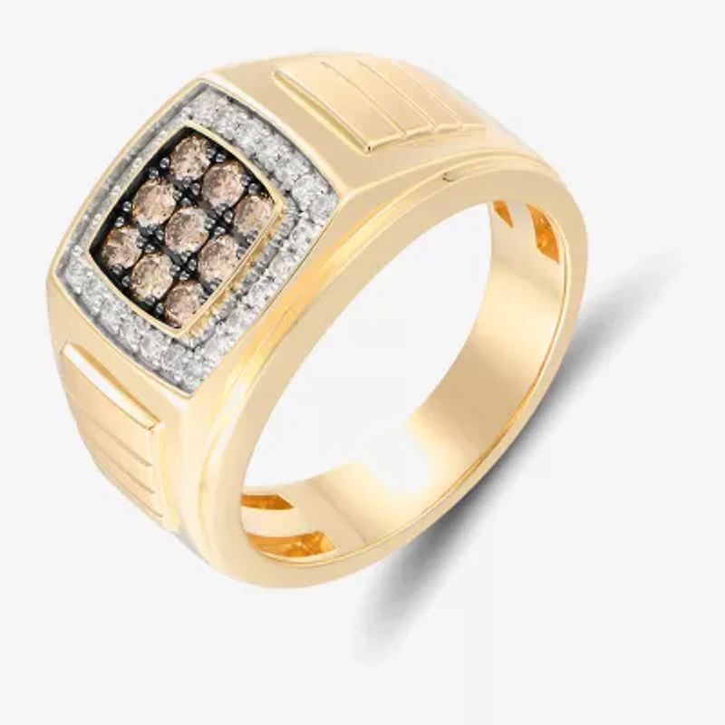 Mens 3/4 CT. T.W. Natural Champagne Diamond 10K Gold Fashion Ring