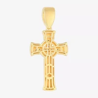 Mens 1/8 CT. T.W. Natural White Diamond Sterling Silver Cross Pendant