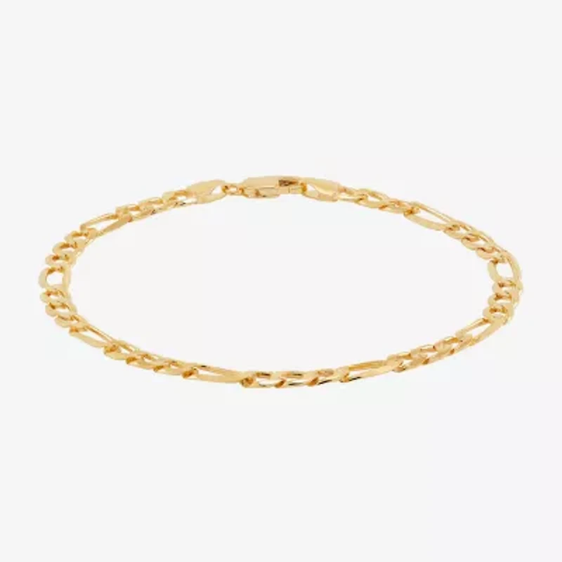 Unisex Adult 14K Gold 8 1/2 Inch Solid Figaro Chain Bracelet