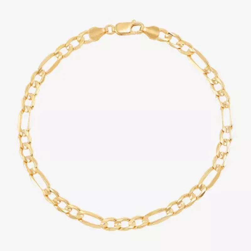 Unisex Adult 14K Gold 8 1/2 Inch Solid Figaro Chain Bracelet