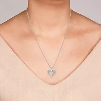 Yes, Please! Womens Diamond Accent Natural Diamond Sterling Silver Heart 18 Inch Pendant Necklace