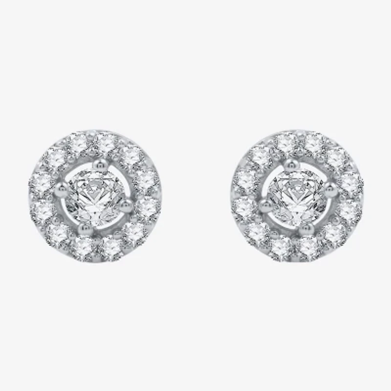 Yes, Please! Lab Created White Sapphire Sterling Silver 9mm Round Stud Earrings