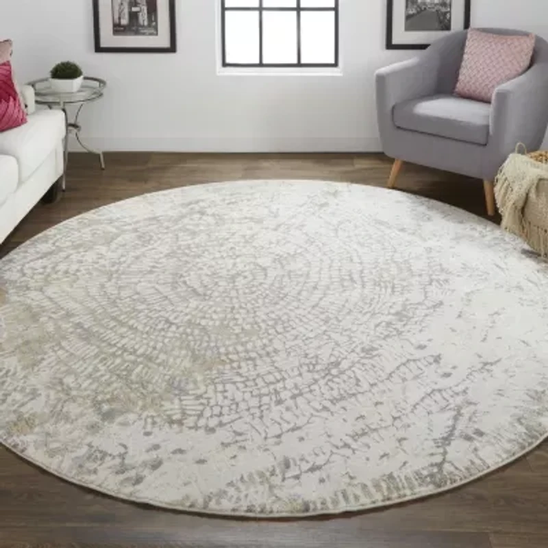 Weave And Wander Parker Abstract Machine Made Indoor Round Area Rug