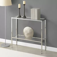 Nadia Glass Top Metal Console Table