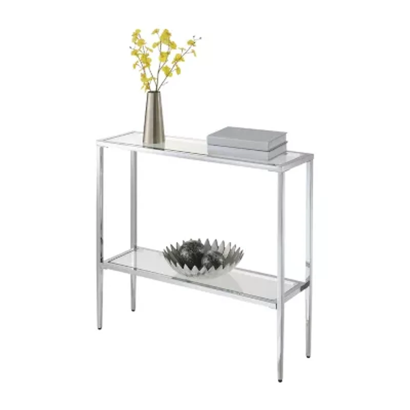 Nadia Glass Top Metal Console Table