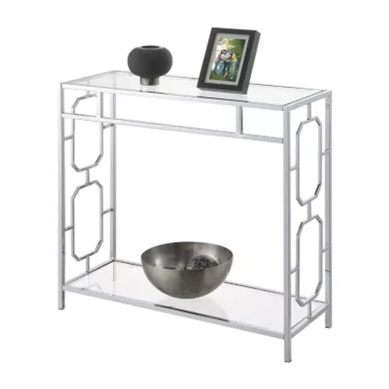 Omega Glass Top Metal Console Table