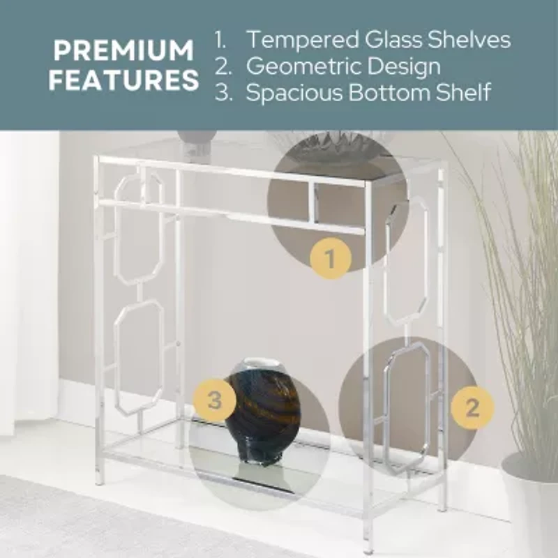 Omega Glass Top Metal Console Table
