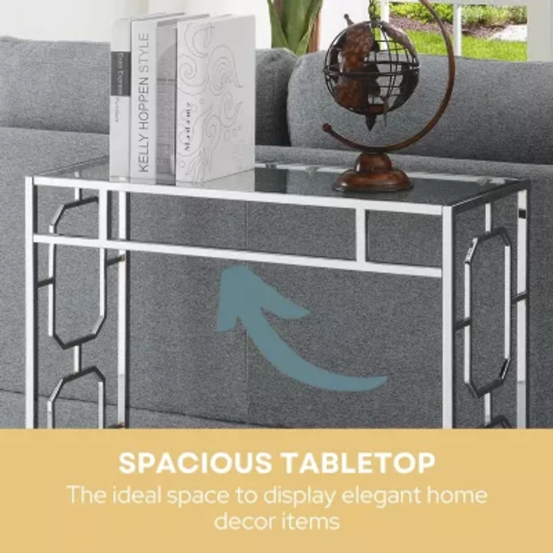 Omega Glass Top Metal Console Table