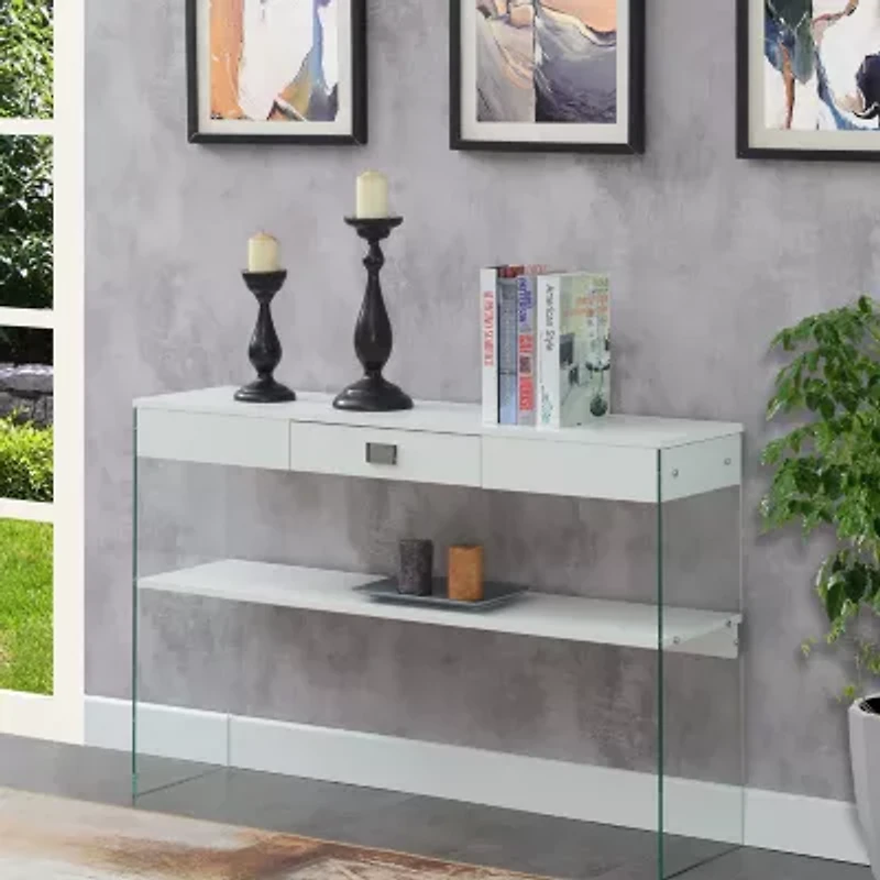 Soho Glass Top 1-Drawer Console Table