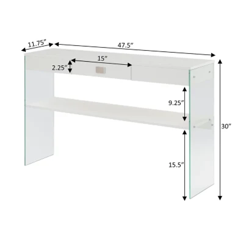 Soho Glass Top 1-Drawer Console Table