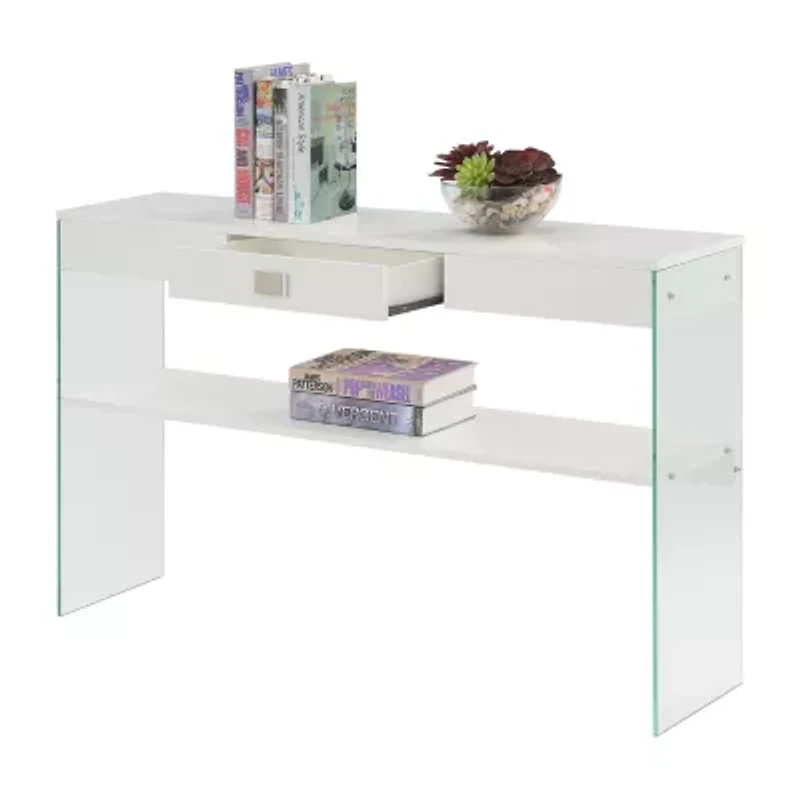 Soho Glass Top 1-Drawer Console Table