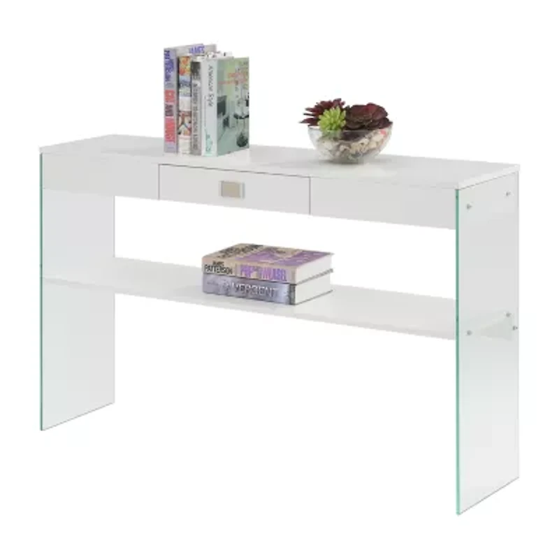 Soho Glass Top 1-Drawer Console Table