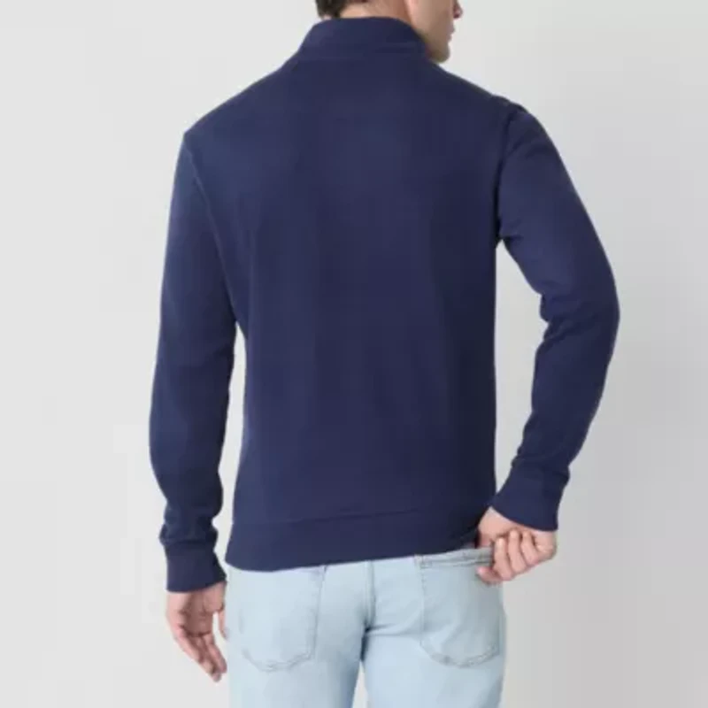 U.S. Polo Assn. Flatback Mens Mock Neck Long Sleeve Quarter-Zip Pullover