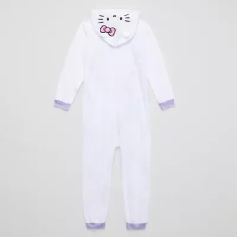 Little & Big Kid Girls Hello Kitty Microfleece Hooded Long Sleeve One Piece Pajama