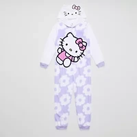 Little & Big Kid Girls Hello Kitty Microfleece Hooded Long Sleeve One Piece Pajama