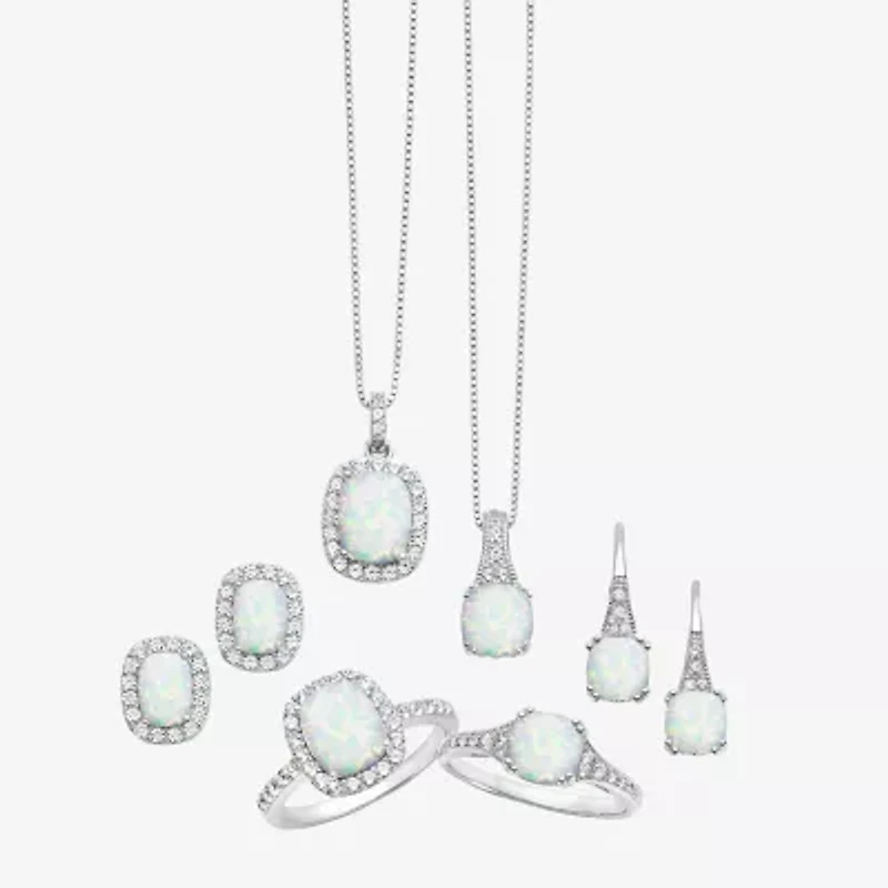 Gemstone Sterling Silver Cushion Drop Earrings