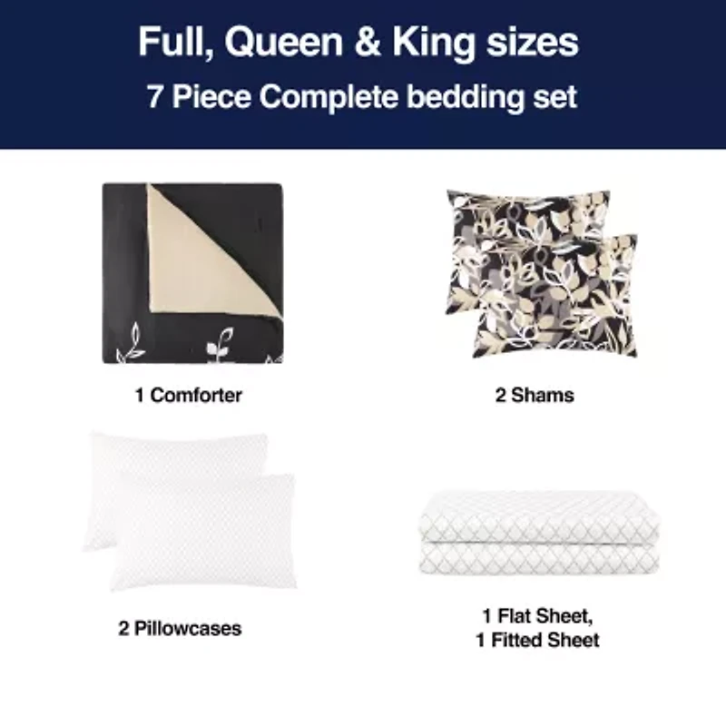 Home Expressions Casey Leaves Complete Bedding Set with Sheets