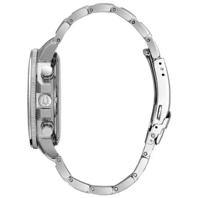 Bulova Marine Star Mens Silver Tone Stainless Steel Bracelet Watch 96b272