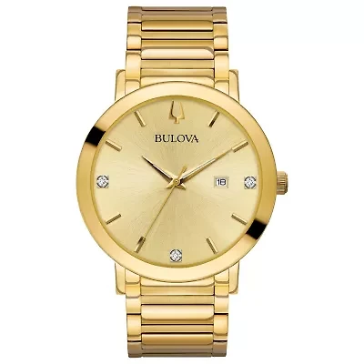 Bulova Futuro Mens Diamond Accent Gold Tone Stainless Steel Bracelet Watch 97d115