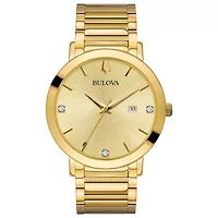 Bulova Futuro Mens Diamond Accent Gold Tone Stainless Steel Bracelet Watch 97d115