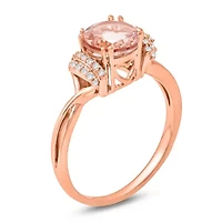 Womens Genuine Pink Morganite 10K Gold Cocktail Ring