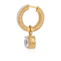 Womens Cubic Zirconia 18K Gold Over Silver 25.1mm Round Hoop Earrings