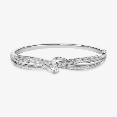 1/10 CT. T.W. Diamond Crossover Bangle Bracelet Sterling Silver or 14K Gold Over