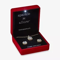 Sparkle Allure Light Up Box Womens Cubic Zirconia 14K Gold Over Brass 2-pc. Jewelry Set