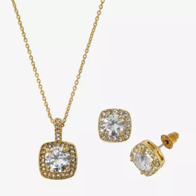 Sparkle Allure Light Up Box Womens Cubic Zirconia 14K Gold Over Brass 2-pc. Jewelry Set