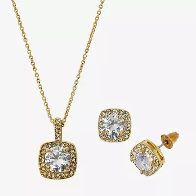 Sparkle Allure Light Up Box Womens Cubic Zirconia 14K Gold Over Brass 2-pc. Jewelry Set