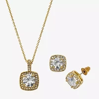 Sparkle Allure Light Up Box Womens Cubic Zirconia 14K Gold Over Brass 2-pc. Jewelry Set