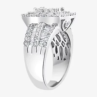 Effy Final Call Womens 2 CT. T.W. Natural Diamond 14K White Gold Halo Cocktail Ring