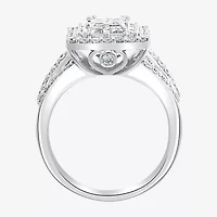 Effy Final Call Womens 2 CT. T.W. Natural Diamond 14K White Gold Halo Cocktail Ring