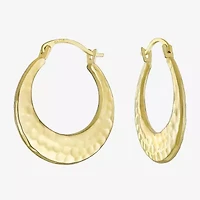 Hammered Womens 14K Gold 20mm Round Hoop Earrings