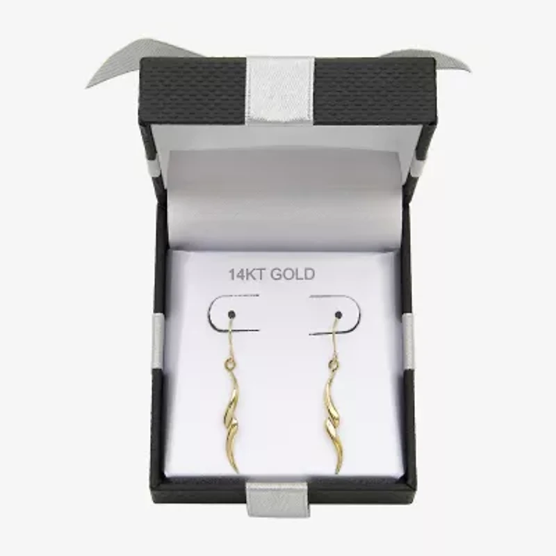 Womens 14K Gold Round Drop Earrings