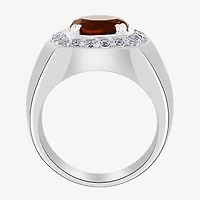 Effy Mens Genuine Champagne Quartz & Genuine White Topaz Sterling Silver Fashion Ring
