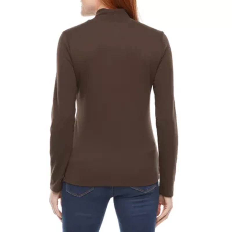 St. John's Bay Womens Mock Neck Long Sleeve T-Shirt