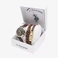 U.S. Polo Assn. Us Polo Assn. Mens Brown 4-pc. Watch Boxed Set Usc20235jc
