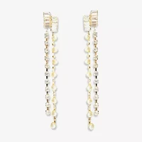 Bijoux Bar Linear Womens Simulated Pearl Drop Earrings