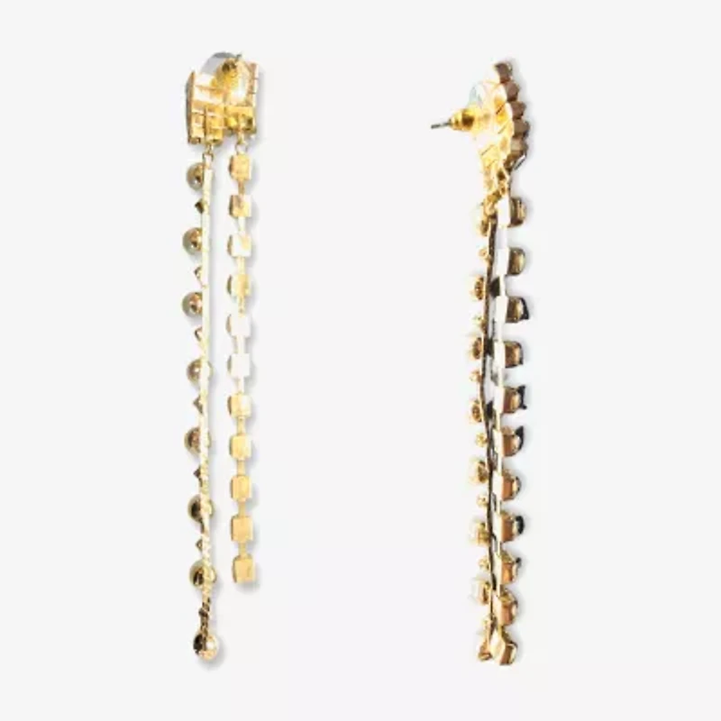 Bijoux Bar Linear Womens Simulated Pearl Drop Earrings